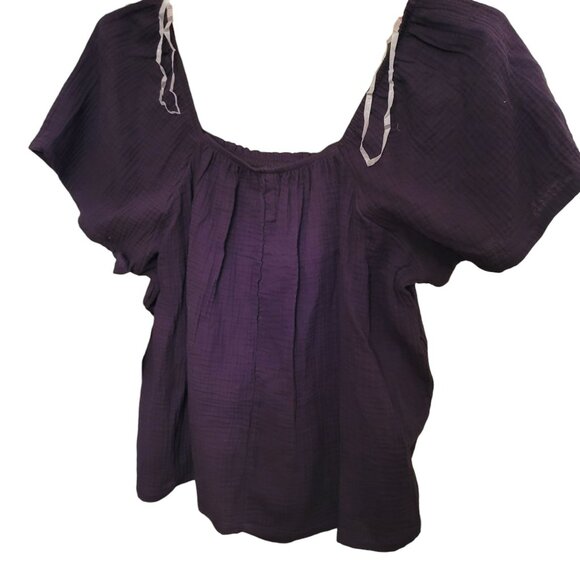 Black Top 100% Cotton Gauze Sleep Shirt Lounge Women's Small 4-6 JH1736 - Picture 4 of 4